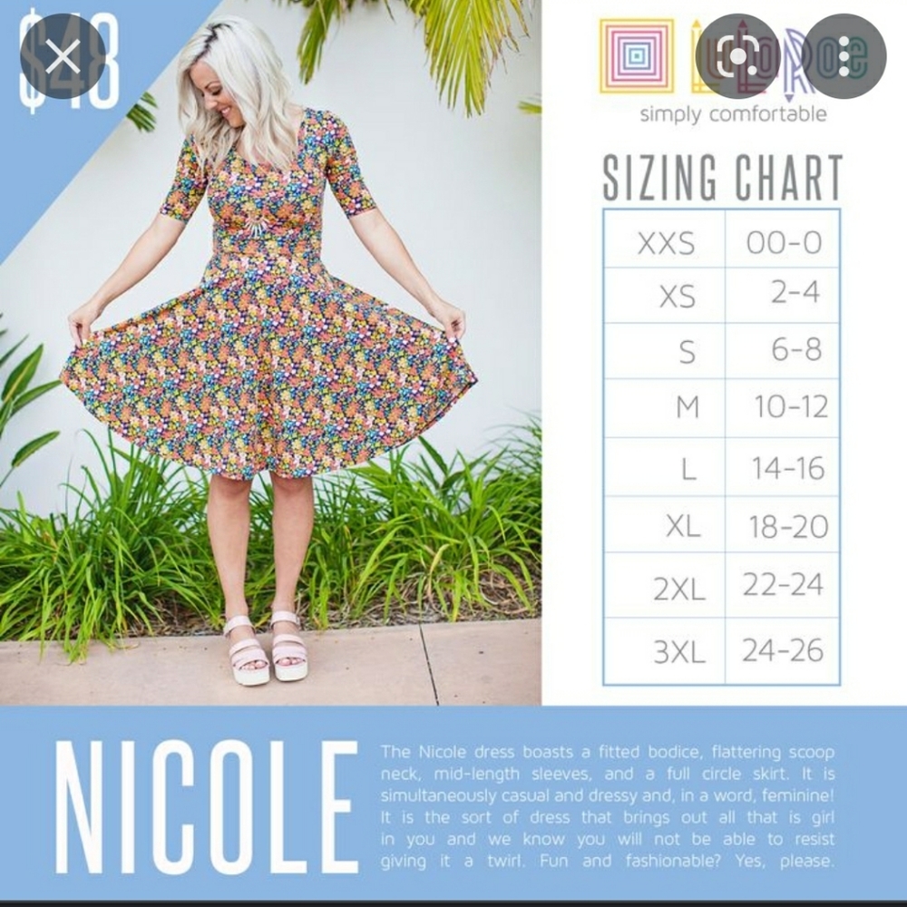 - XS New LuLaRoe Nicole Dress